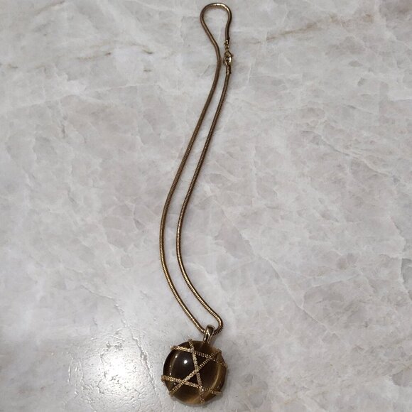 Vintage Roman Tiger Eye Pendant Necklace - Picture 1 of 4